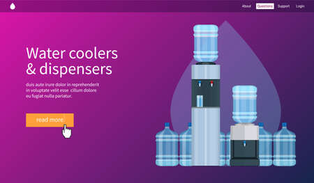 Water filtration concept. Water coolers and dispensers. Realistic vector illustrationのイラスト素材