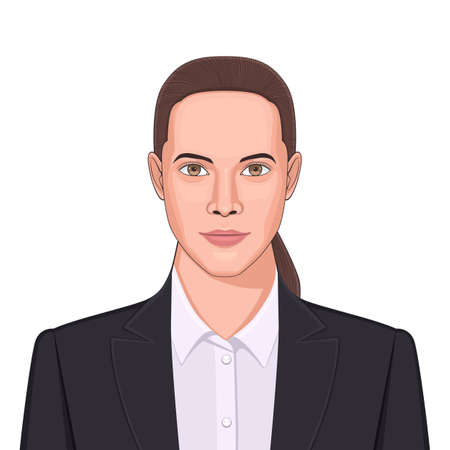 Portrait of young business woman. Realistic vector illustrationのイラスト素材