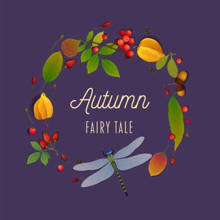 Autumn fairy tale composition with autumn leavesのイラスト素材