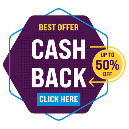 Creative Cashback banner on White Background. Money refund signs. Return of money from purchases. Promotion badges for your business. Vector illustrationのイラスト素材