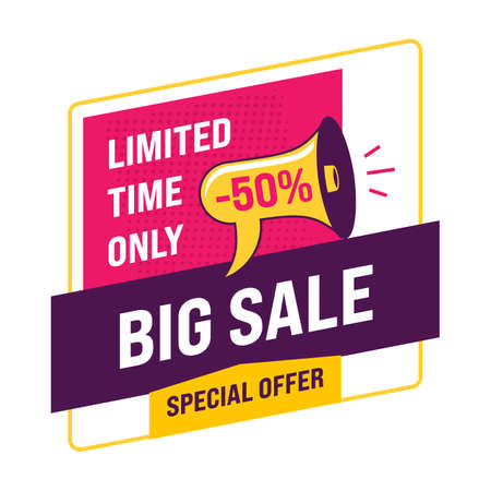 Big sale banner on White Background. Promotion badges for your business. Vector illustrationのイラスト素材