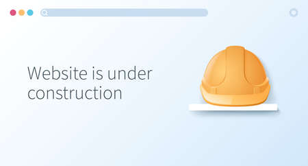 Website is under construction page concept. Safety helmet on the shelf. Web vector illustrations in 3D styleのイラスト素材