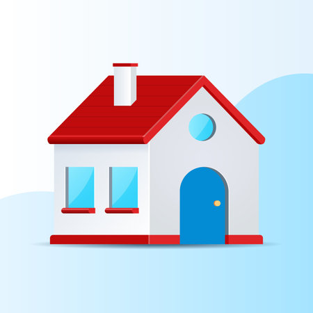 Simply home icon. House logo. Web vector illustration in 3D styleのイラスト素材