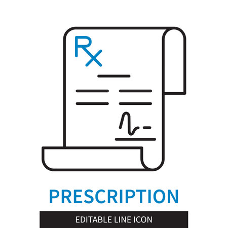 Prescription line icon, vector illustration. Flat linear style design.のイラスト素材