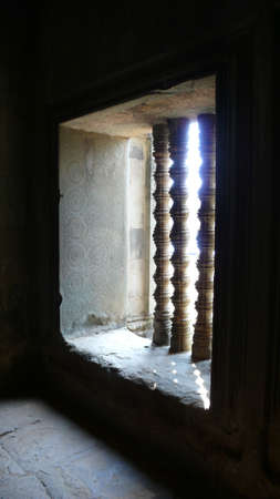 Window of Ancient Temple in AngKor, Siem Reap, Cambodiaの写真素材