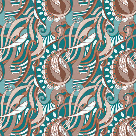 vector seamless pattern with abstract waves and curlsのイラスト素材