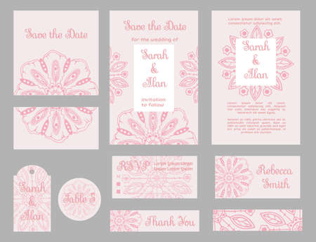 vector wedding floral template collection. wedding invitationのイラスト素材