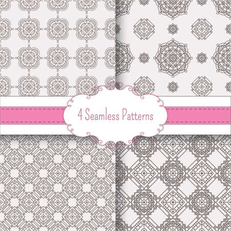Set of seamless patterns. Abstract geometrical background.のイラスト素材