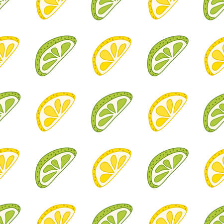Vector seamless pattern with sliced citrus - grapefruit, lemon, lime, orange.