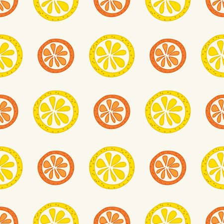 Vector seamless pattern with sliced citrus - grapefruit, lemon, lime, orange.のイラスト素材
