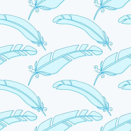 Pattern with feathers on white layout.のイラスト素材