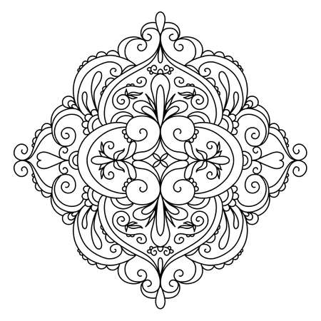 vector mandala drawn with black lines on a white backgroundのイラスト素材