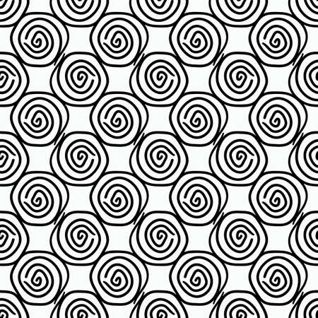 Seamless pattern with hand-drawn texture, abstract illustration of black silhouette on white background.のイラスト素材