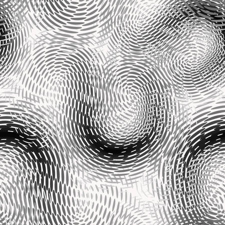 Seamless pattern with dashes, spirals, hand drawingのイラスト素材