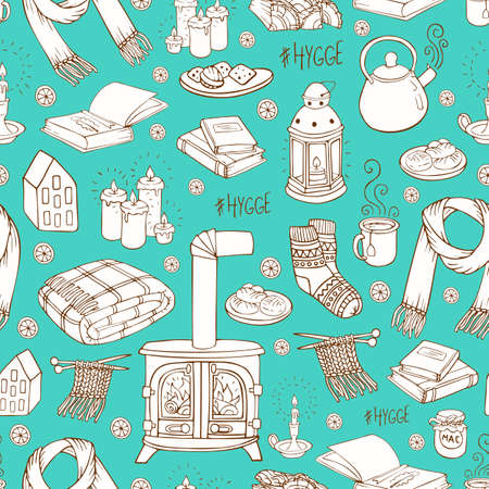 Pattern with hand-drawn doodles.のイラスト素材