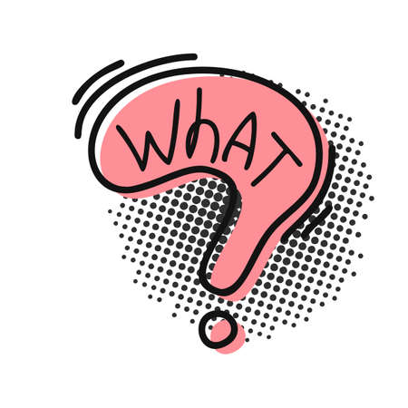 Speech bubble with word what in the form of the question in retro style on a white background.のイラスト素材