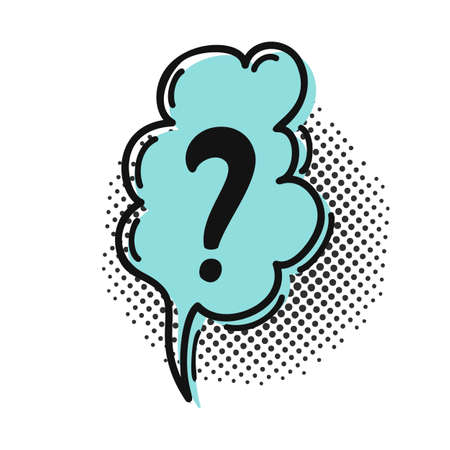 Speech bubble with question mark in retro style on a white background.のイラスト素材