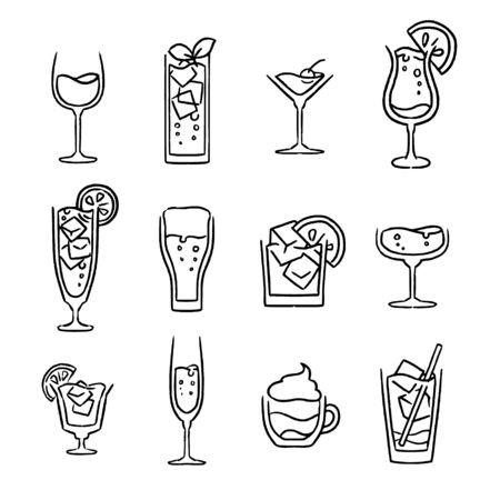 Hand-drawn Cocktail Setのイラスト素材