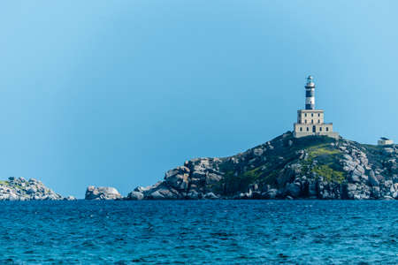 Lighthouse on Island of Cabbages, Cagliari, Sardinia, Italyの写真素材