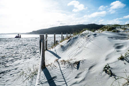 Sand dunes in Punta is Molentis beach, Villasimius, Cagliari, Sardinia, Italyの写真素材