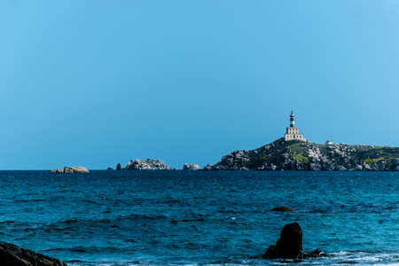 Lighthouse on Island of Cabbages, Cagliari, Sardinia, Italyの写真素材