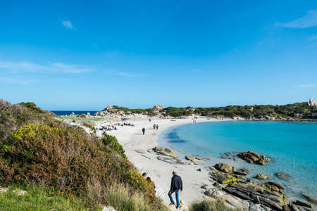 Punta is Molentis bay, Villasimius, Cagliari, Sardinia, Italyの写真素材