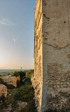 Sunset on Cagliari city, view from San Michele Castle, Sardinia, Italyの写真素材