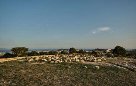 Ancient ruin of medieval San Michele castle in Cagliari, Sardinia, Italyの写真素材