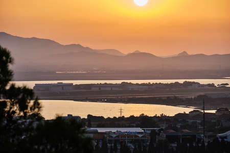 Sunset on Cagliari city, Sardinia, Italyの写真素材