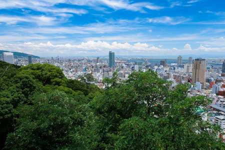 Kobe buildings seen from Venus Bridgeの写真素材