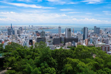 Kobe buildings seen from Venus Bridgeの写真素材