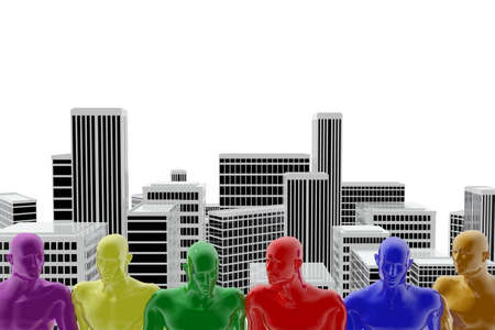 People of different colors in the cityの写真素材