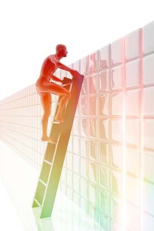 Person climbing a ladderの写真素材