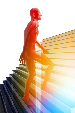 Person climbing stairsの写真素材