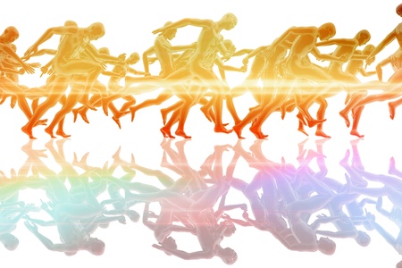 Group of people running in a raceの写真素材