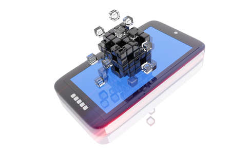 Cellphone and abstract composition with cubes