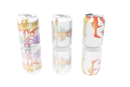 Beverage cans with different designsの写真素材