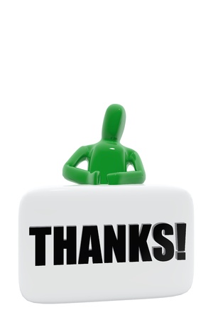 Green figure with thanks symbolの写真素材