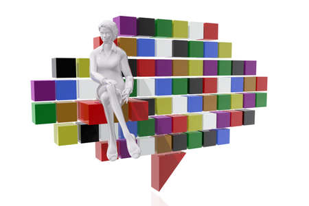 Businesswoman and communication symbol
