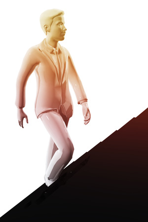 Businessman climbing steps of a stairwayの写真素材