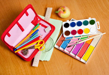 school supplies on the table