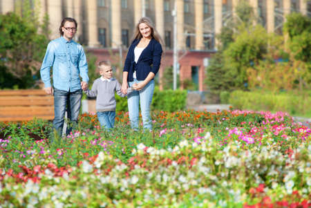 Happy couple with their sonの写真素材