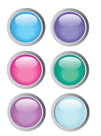 Collection of seven glossy buttons in various colorsのイラスト素材
