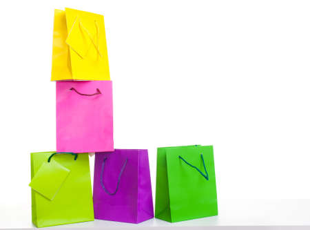 paper bags , white backgroundの写真素材