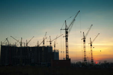 Crane at a construction site a new home