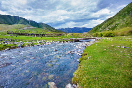 The mountain river in summerの写真素材