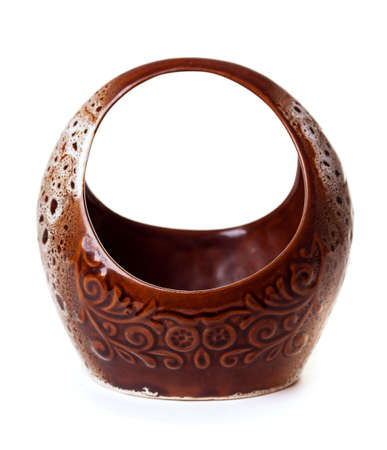 clay jug on a white background の写真素材