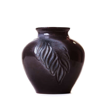 clay jug on a white background の写真素材