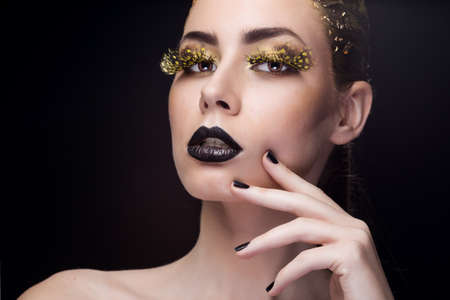 Portrait of a woman with bright makeupの写真素材