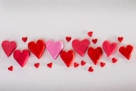 background of hearts on a light background, banner